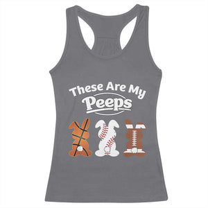 Baseball Basketball Football Easter Racerback Tank Top Cute Bunny Game Day Sports These Are My Peeps TS10 Charcoal Print Your Wear