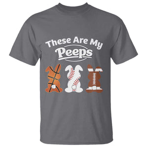 Baseball Basketball Football Easter T Shirt Cute Bunny Game Day Sports These Are My Peeps TS10 Charcoal Print Your Wear