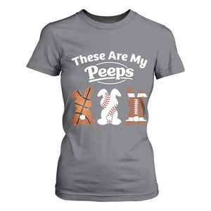 Baseball Basketball Football Easter T Shirt For Women Cute Bunny Game Day Sports These Are My Peeps TS10 Charcoal Print Your Wear
