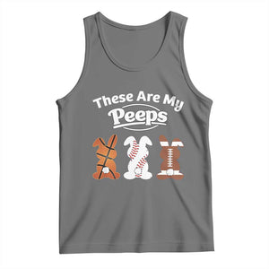 Baseball Basketball Football Easter Tank Top Cute Bunny Game Day Sports These Are My Peeps TS10 Black Heather Print Your Wear