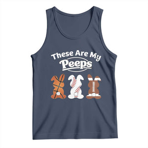 Baseball Basketball Football Easter Tank Top Cute Bunny Game Day Sports These Are My Peeps TS10 Navy Print Your Wear