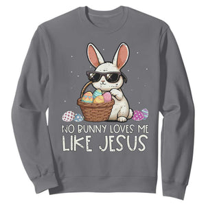 Easter Christian Sweatshirt No Bunny Loves Me Like Jesus TS10 Charcoal Print Your Wear