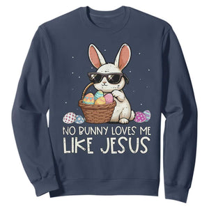 Easter Christian Sweatshirt No Bunny Loves Me Like Jesus TS10 Navy Print Your Wear