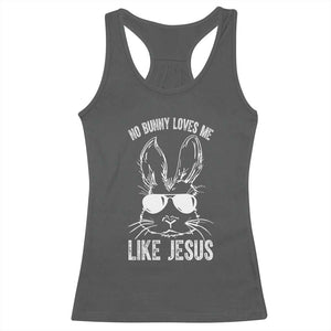 Funny Christian Easter Racerback Tank Top No Bunny Loves Me Like Jesus Retro Bunny TS10 Dark Heather Print Your Wear