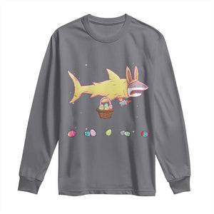 Funny Shark Easter Long Sleeve Shirt Cute Bunny Ears Eggs Hunting Teens Boys Kids TS10 Charcoal Print Your Wear
