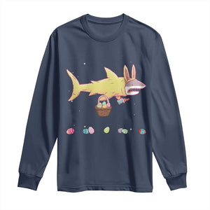 Funny Shark Easter Long Sleeve Shirt Cute Bunny Ears Eggs Hunting Teens Boys Kids TS10 Navy Print Your Wear