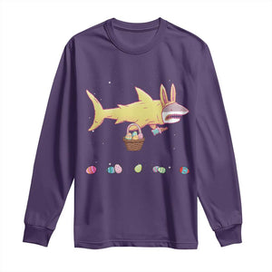 Funny Shark Easter Long Sleeve Shirt Cute Bunny Ears Eggs Hunting Teens Boys Kids TS10 Purple Print Your Wear