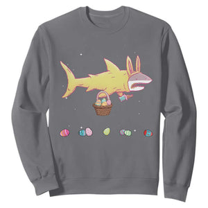 Funny Shark Easter Sweatshirt Cute Bunny Ears Eggs Hunting Teens Boys Kids TS10 Charcoal Print Your Wear
