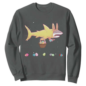 Funny Shark Easter Sweatshirt Cute Bunny Ears Eggs Hunting Teens Boys Kids TS10 Dark Heather Print Your Wear