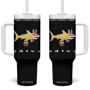 Funny Shark Easter Tumbler With Handle Cute Bunny Ears Eggs Hunting Teens Boys Kids TS10 One Size: 40 oz Black Print Your Wear
