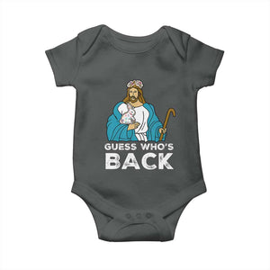Guess Whos Back Baby Onesie Funny Religious Jesus Back Cute Bunny TS10 Dark Heather Print Your Wear