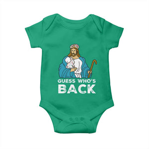 Guess Whos Back Baby Onesie Funny Religious Jesus Back Cute Bunny TS10 Irish Green Print Your Wear