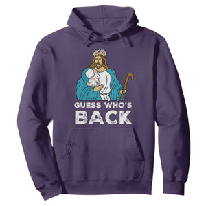 Guess Whos Back Hoodie Funny Religious Jesus Back Cute Bunny TS10 Purple Print Your Wear