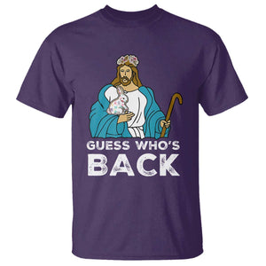 Guess Whos Back T Shirt Funny Religious Jesus Back Cute Bunny TS10 Purple Print Your Wear