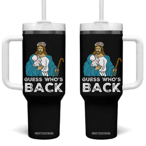 Guess Whos Back Tumbler With Handle Funny Religious Jesus Back Cute Bunny TS10 One Size: 40 oz Black Print Your Wear
