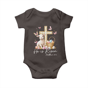 He Is Risen Easter Baby Onesie Lamb Flowers Cross TS10 Dark Chocolate Print Your Wear
