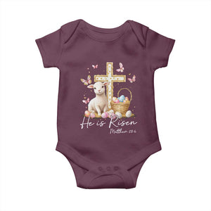 He Is Risen Easter Baby Onesie Lamb Flowers Cross TS10 Maroon Print Your Wear