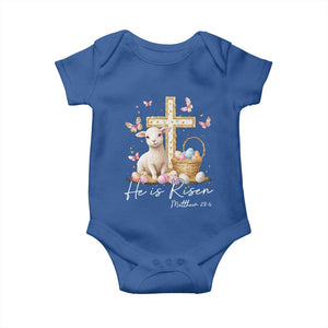 He Is Risen Easter Baby Onesie Lamb Flowers Cross TS10 Royal Blue Print Your Wear