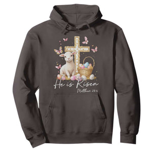 He Is Risen Easter Hoodie Lamb Flowers Cross TS10 Dark Chocolate Print Your Wear