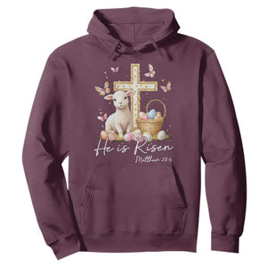 He Is Risen Easter Hoodie Lamb Flowers Cross TS10 Maroon Print Your Wear