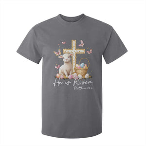 He Is Risen Easter T Shirt For Kid Lamb Flowers Cross TS10 Charcoal Print Your Wear