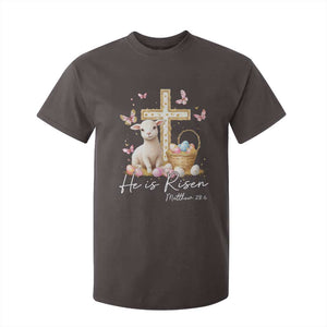 He Is Risen Easter T Shirt For Kid Lamb Flowers Cross TS10 Dark Chocolate Print Your Wear