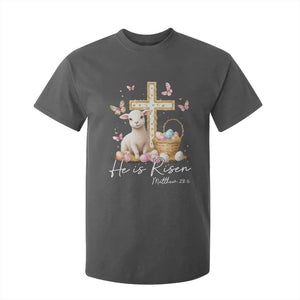 He Is Risen Easter T Shirt For Kid Lamb Flowers Cross TS10 Dark Heather Print Your Wear