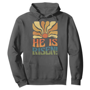 Retro Easter Hoodie Jesus He is Risen Matthew 28:6 Bible Verse Kids TS10 Dark Heather Print Your Wear
