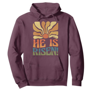Retro Easter Hoodie Jesus He is Risen Matthew 28:6 Bible Verse Kids TS10 Maroon Print Your Wear