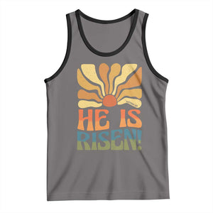 Retro Easter Tank Top Jesus He is Risen Matthew 28:6 Bible Verse Kids TS10 Deep Heather Black Print Your Wear