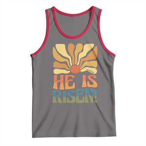 Retro Easter Tank Top Jesus He is Risen Matthew 28:6 Bible Verse Kids TS10 Deep Heather Red Print Your Wear