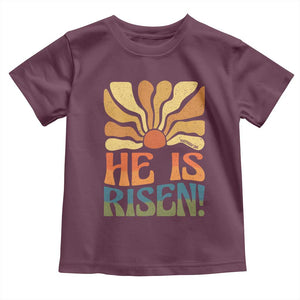 Retro Easter Toddler T Shirt Jesus He is Risen Matthew 28:6 Bible Verse Kids TS10 Maroon Print Your Wear