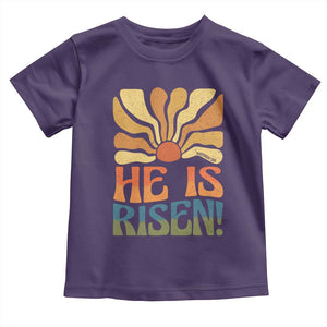 Retro Easter Toddler T Shirt Jesus He is Risen Matthew 28:6 Bible Verse Kids TS10 Purple Print Your Wear
