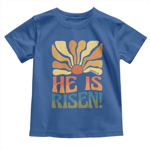 Retro Easter Toddler T Shirt Jesus He is Risen Matthew 28:6 Bible Verse Kids TS10 Royal Blue Print Your Wear