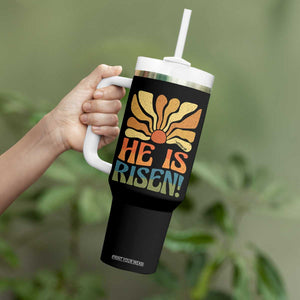 Retro Easter Tumbler With Handle Jesus He is Risen Matthew 28:6 Bible Verse Kids TS10 Print Your Wear