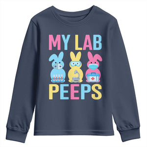 Easter Lab Tech Youth Sweatshirt Cute Bunny My Lab Peeps TS10 Navy Print Your Wear