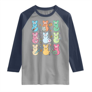 Easter Nurse Bunny Raglan Shirt Funny Nursing Easter Spring Nurse Gift TS10 Sport Gray Navy Print Your Wear