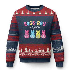 Radiology Easter Ugly Christmas Sweater Eggs Ray Vision Xray Tech TS10 Navy Red Print Your Wear