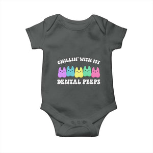 Easter Dental Bunny Baby Onesie Chilling With My Dental Peeps TS10 Dark Heather Print Your Wear