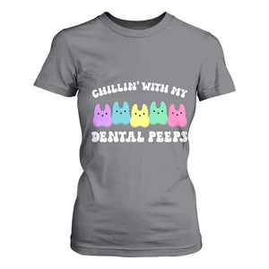 Easter Dental Bunny T Shirt For Women Chilling With My Dental Peeps TS10 Charcoal Print Your Wear