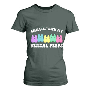 Easter Dental Bunny T Shirt For Women Chilling With My Dental Peeps TS10 Dark Forest Green Print Your Wear