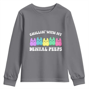 Easter Dental Bunny Youth Sweatshirt Chilling With My Dental Peeps TS10 Charcoal Print Your Wear
