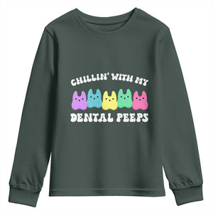 Easter Dental Bunny Youth Sweatshirt Chilling With My Dental Peeps TS10 Dark Forest Green Print Your Wear