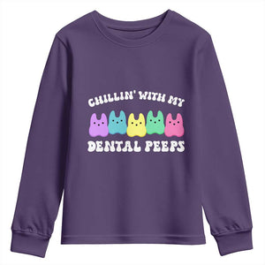 Easter Dental Bunny Youth Sweatshirt Chilling With My Dental Peeps TS10 Purple Print Your Wear