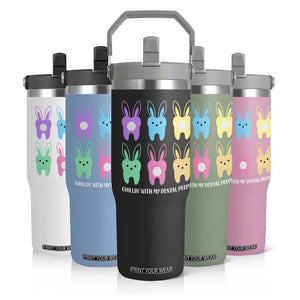 Easter Dentist Flip Straw Tumbler Chilling With My Dental Peeps Bunny TS10 Print Your Wear