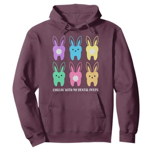 Easter Dentist Hoodie Chilling With My Dental Peeps Bunny TS10 Maroon Print Your Wear