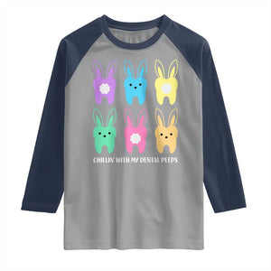 Easter Dentist Raglan Shirt Chilling With My Dental Peeps Bunny TS10 Sport Gray Navy Print Your Wear