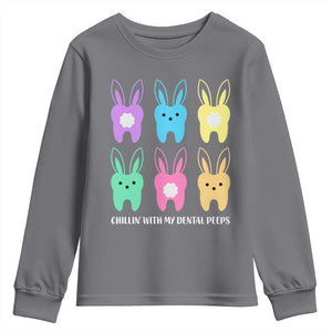 Easter Dentist Youth Sweatshirt Chilling With My Dental Peeps Bunny TS10 Charcoal Print Your Wear