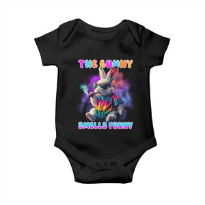 Happy 420 Easter Baby Onesie Funny Smoking Easter Bunny Smells Funny Easter TS10 Black Print Your Wear