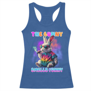 Happy 420 Easter Racerback Tank Top Funny Smoking Easter Bunny Smells Funny Easter TS10 Royal Blue Print Your Wear